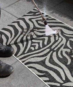 Balkonkleed zebra - Cebra zwart/crème - close up, thumbnail