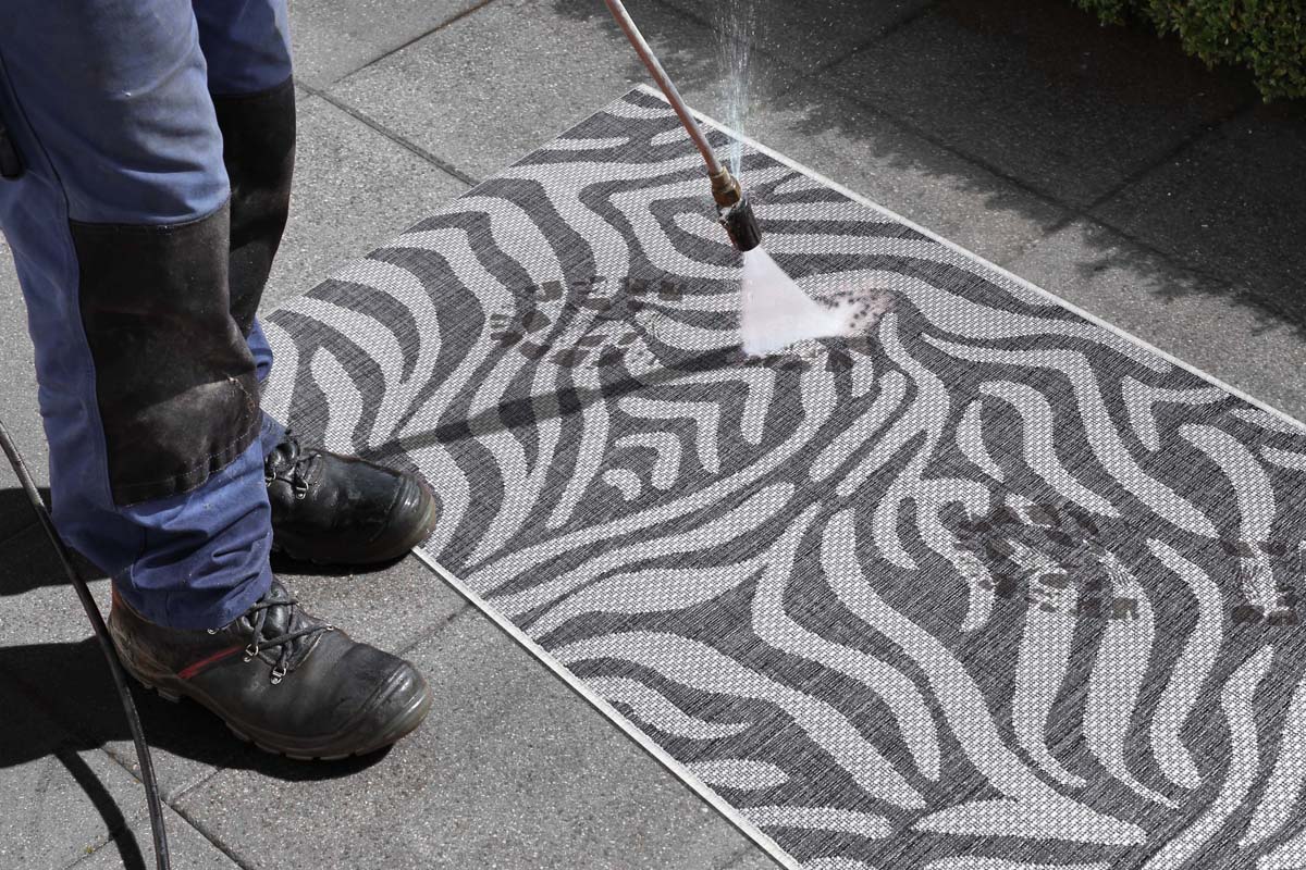 Balkonkleed zebra - Cebra grijs/crème - close up Balkonkleed zebra - Cebra grijs/crème - close up