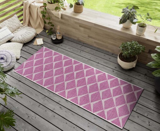 Balkonkleed design - Escala roze/crème - sfeer