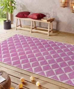 Buitenkleed design - Escala roze/crème - sfeer