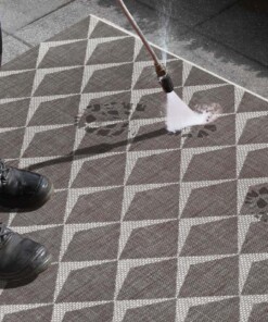 Buitenkleed design - Escala bruin/crème - close up, thumbnail