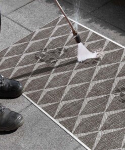 Balkonkleed design - Escala bruin/crème - close up, thumbnail