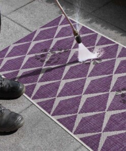 Balkonkleed design - Escala paars/crème - close up, thumbnail