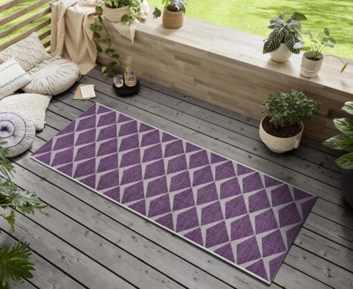 Balkonkleed design - Escala paars/crème - sfeer