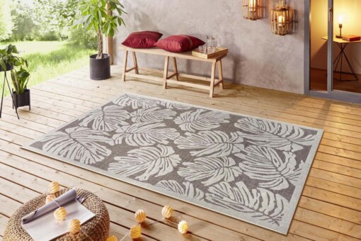 Buitenkleed palm - Monstera taupe/crème - sfeer