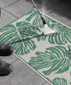 Balkonkleed palm - Monstera jade/crème - close up, thumbnail Balkonkleed palm - Monstera jade/crème - close up, thumbnail