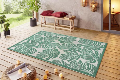 Buitenkleed palm - Monstera jade/crème - sfeer