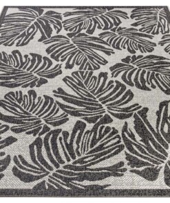 Buitenkleed palm - Monstera zwart/crème - overzicht schuin, thumbnail Buitenkleed palm - Monstera zwart/crème - overzicht schuin, thumbnail