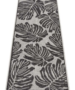 Balkonkleed palm - Monstera zwart/crème - overzicht schuin, thumbnail
