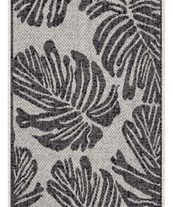 Balkonkleed palm - Monstera zwart/crème - overzicht boven, thumbnail