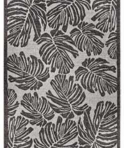 Buitenkleed palm - Monstera zwart/crème - overzicht boven, thumbnail Buitenkleed palm - Monstera zwart/crème - overzicht boven, thumbnail