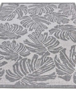 Buitenkleed palm - Monstera grijs/crème - overzicht schuin, thumbnail Buitenkleed palm - Monstera grijs/crème - overzicht schuin, thumbnail