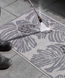 Balkonkleed palm - Monstera grijs/crème - close up, thumbnail Balkonkleed palm - Monstera grijs/crème - close up, thumbnail