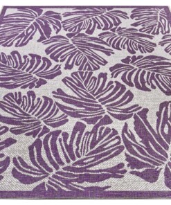 Buitenkleed palm - Monstera paars/crème - overzicht schuin, thumbnail