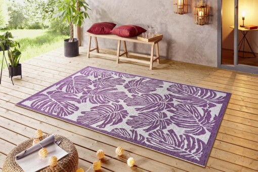 Buitenkleed palm - Monstera paars/crème - sfeer
