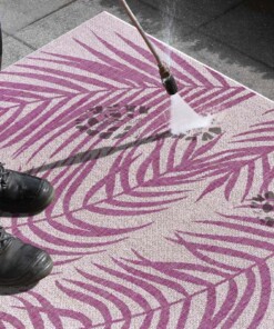 Buitenkleed palm - Palmera roze/crème - close up, thumbnail