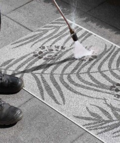 Balkonkleed palm - Palmera grijs/crème - close up, thumbnail