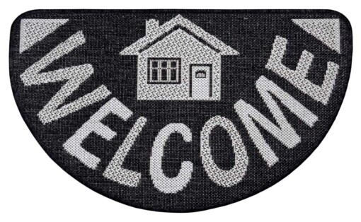 Deurmat halfrond Welcome - antraciet/grijs - overzicht boven