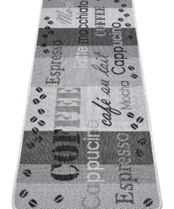 Keukenloper koffie design - grijs - overzicht schuin, thumbnail