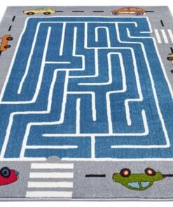 Speelkleed race doolhof - blauw/grijs - overzicht schuin, thumbnail