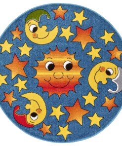 Rond kindervloerkleed maan & sterren - multi - overzicht boven