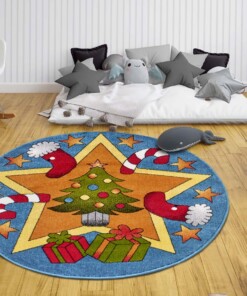 Rond kindervloerkleed kerstboom - multi - sfeer, thumbnail