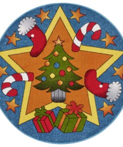 Rond kindervloerkleed kerstboom - multi - overzicht boven