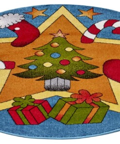 Rond kindervloerkleed kerstboom - multi - overzicht schuin, thumbnail