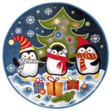 Rond kindervloerkleed kerst pinguïn - multi - overzicht boven, thumbnail Rond kindervloerkleed kerst pinguïn - multi - overzicht boven, thumbnail