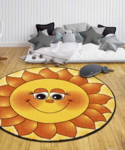 Rond kindervloerkleed zon - geel/oranje - sfeer