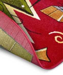 Rond kindervloerkleed kerstboom - rood/groen - close up, thumbnail Rond kindervloerkleed kerstboom - rood/groen - close up, thumbnail