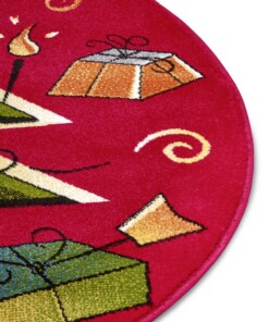 Rond kindervloerkleed kerstboom - rood/groen - close up, thumbnail Rond kindervloerkleed kerstboom - rood/groen - close up, thumbnail