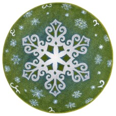 Rond kindervloerkleed sneeuwvlok - groen/wit - overzicht boven, thumbnail Rond kindervloerkleed sneeuwvlok - groen/wit - overzicht boven, thumbnail