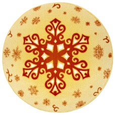 Rond kindervloerkleed sneeuwvlok - geel/rood - overzicht boven, thumbnail Rond kindervloerkleed sneeuwvlok - geel/rood - overzicht boven, thumbnail