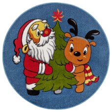 Rond kindervloerkleed Kerstman & Rudolf - multi - overzicht boven, thumbnail Rond kindervloerkleed Kerstman & Rudolf - multi - overzicht boven, thumbnail