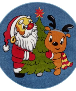 Rond kindervloerkleed Kerstman & Rudolf - multi - overzicht boven