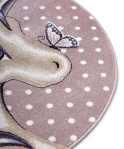Rond kindervloerkleed eenhoorn - roze/bruin - close up, thumbnail