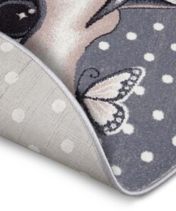 Rond kindervloerkleed eenhoorn - grijs/roze - close up, thumbnail