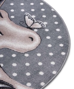 Rond kindervloerkleed eenhoorn - grijs/roze - close up, thumbnail
