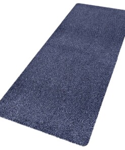 Modern effen deurmat Clean & Go - blauw/zwart - overzicht schuin