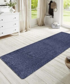 Modern effen deurmat Clean & Go - blauw/zwart - sfeer, thumbnail