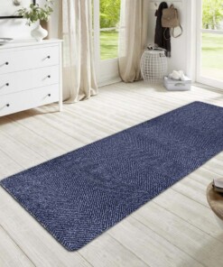 Modern effen deurmat Clean & Go - blauw/zwart - sfeer