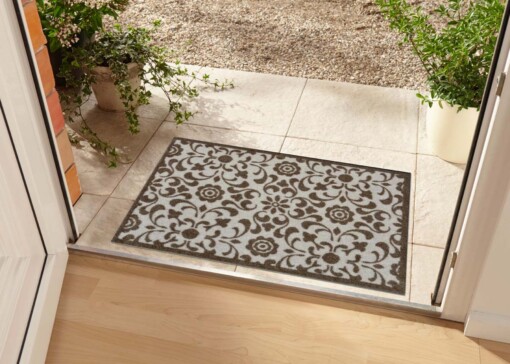 Deurmat Pastel Ornament Wasbaar 30°C beige - sfeer