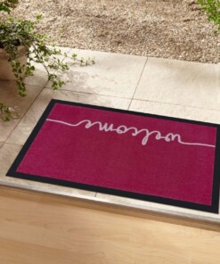 Deurmat "Cozy Welcome" - roze - wasbaar 30°C - sfeer