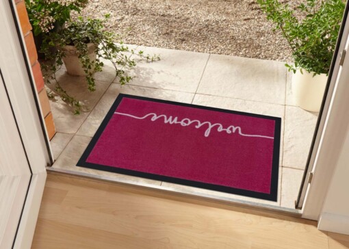 Deurmat "Cozy Welcome" - roze - wasbaar 30°C - sfeer
