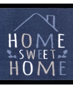 Deurmat "Home Sweet Home" - donkerblauw - wasbaar 30°C - overzicht boven, thumbnail