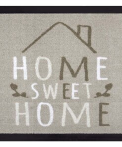 Deurmat "Home Sweet Home" - beige - wasbaar 30°C - overzicht boven, thumbnail