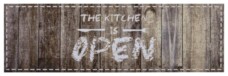 Keukenloper "The kitchen is open" Wasbaar 30°C taupe - overzicht boven, thumbnail Keukenloper "The kitchen is open" Wasbaar 30°C taupe - overzicht boven, thumbnail