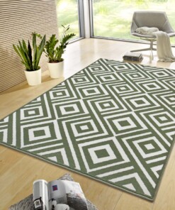 Design vloerkleed ruiten Art - groen/wit - sfeer