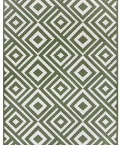 Design vloerkleed ruiten Art - groen/wit - overzicht boven